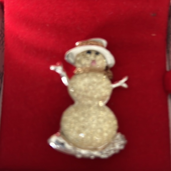 Snowman Pin or Pendant in a Christmas Box by MERRY & BRIGHT 2” Long Decorated - Picture 2 of 6